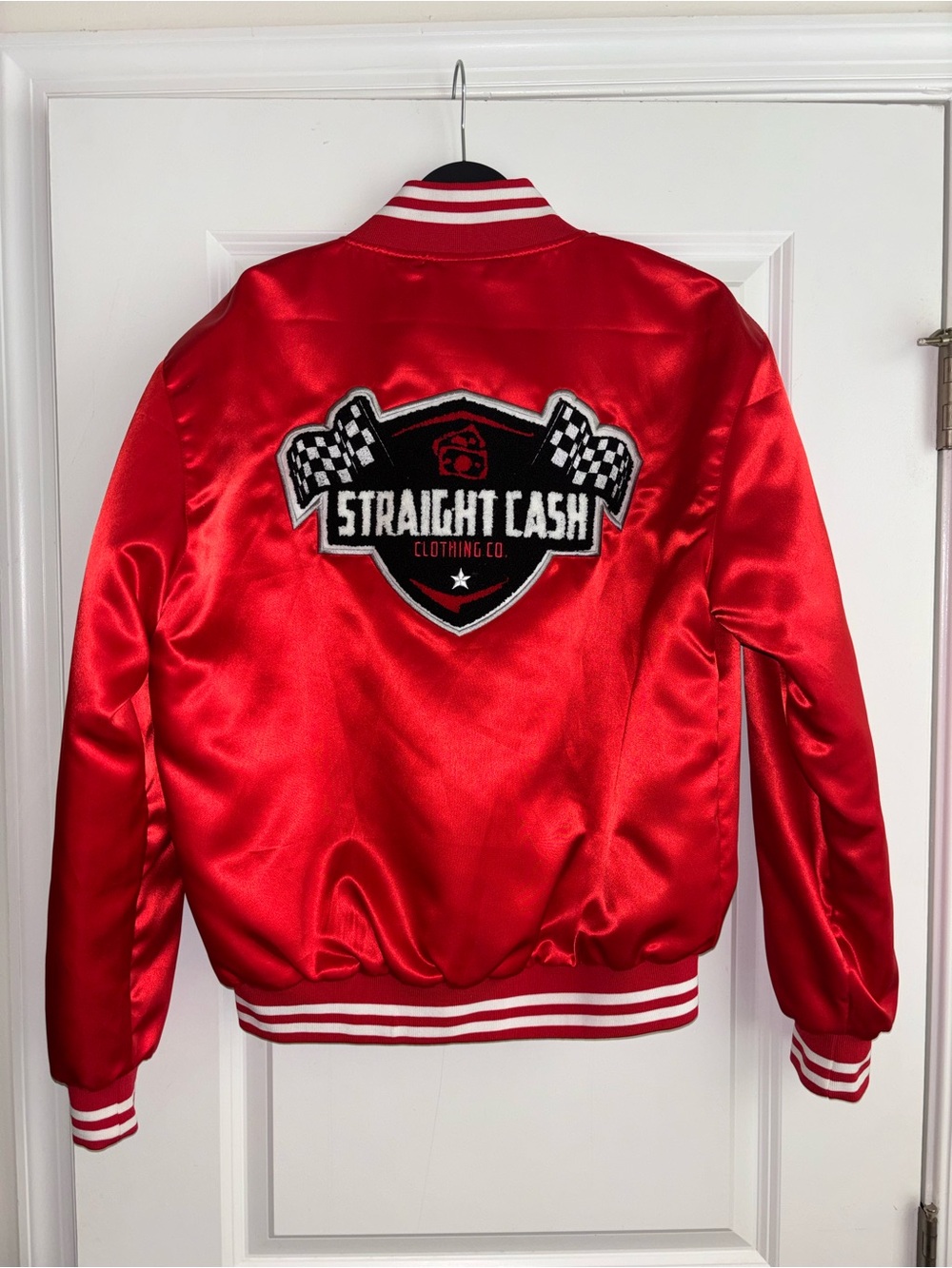 Red Satin Bomber Jacket
